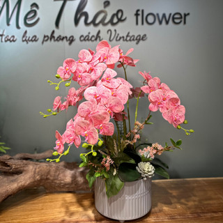 Bình Hoa Giả Cao Cấp Mix Lan Và Sen Đá Dùng Làm Quà Tặng, Trang Trí Nội Thất, Decor Shop, Quán Cafe