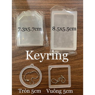 Sẵn khung tranh cát chảy keyring 5x5cm vuông, trái tim, tròn kèm dây đeo siêu cute lót ly cát chảy mini