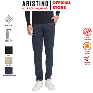 Quần kaki nam cao cấp Aristino AKKR08 khaki dài form Slim fit ôm vừa vải thô cotton co giãn 3 màu trơn lựa chọn