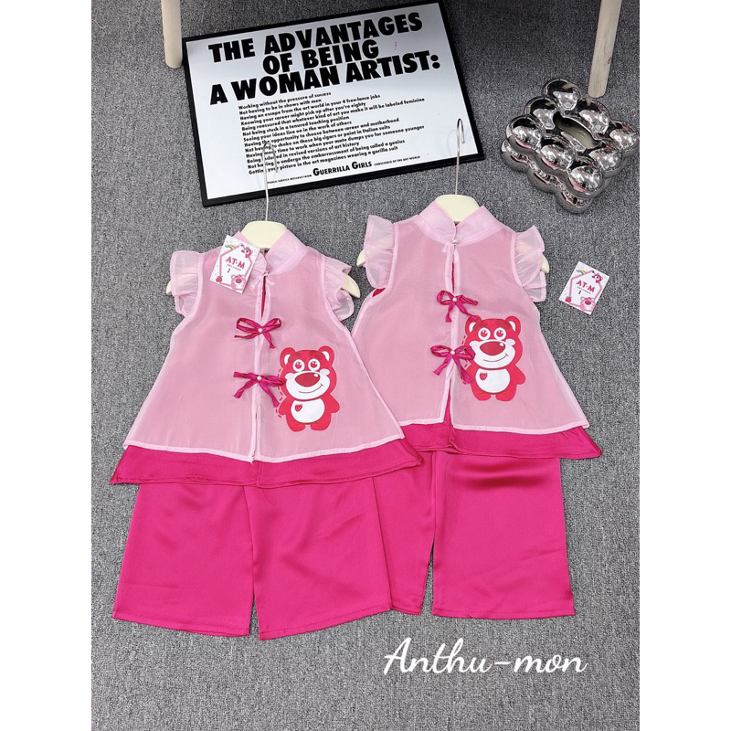 Bộ cách tân gấu dâu cúc ngọc tay cánh tiên cực xinh cho bé gái