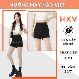 Quần short nữ cao cấp hàn quốc-Quần sooc đen lưng cao khoá lệ sau tregging nâng mông chất umi xịn đep tredding-m09-hvk