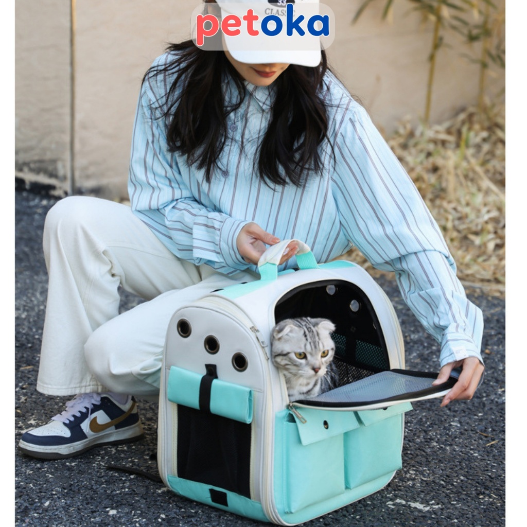 Balo mèo vận chuyển chó cho thú cưng du lịch cỡ lớn thoáng khí BL-04 Petoka