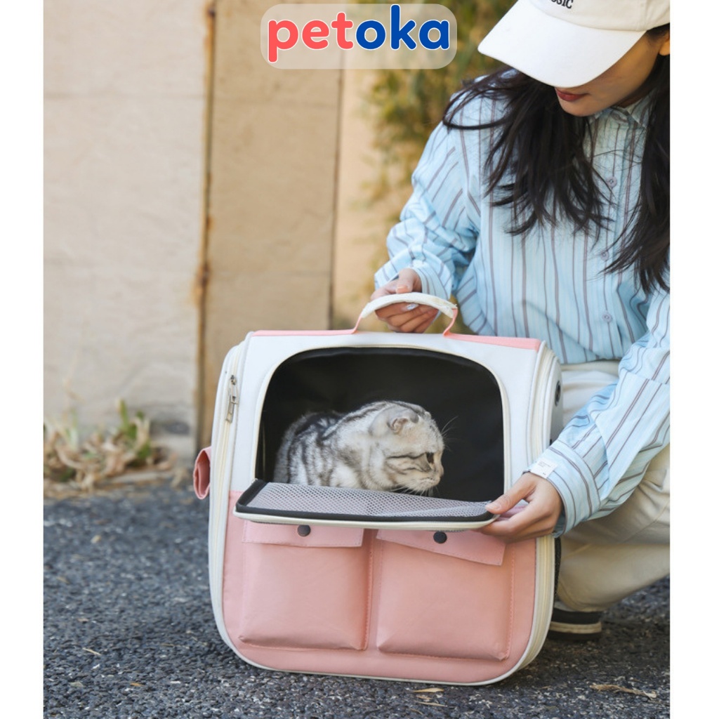 Balo mèo vận chuyển chó cho thú cưng du lịch cỡ lớn thoáng khí BL-04 Petoka