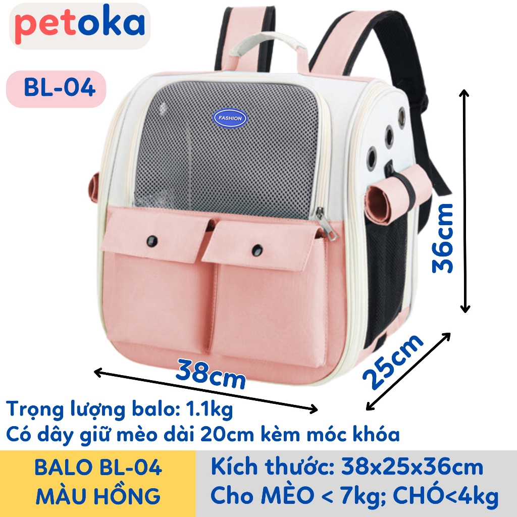 Balo mèo vận chuyển chó cho thú cưng du lịch cỡ lớn thoáng khí BL-04 Petoka