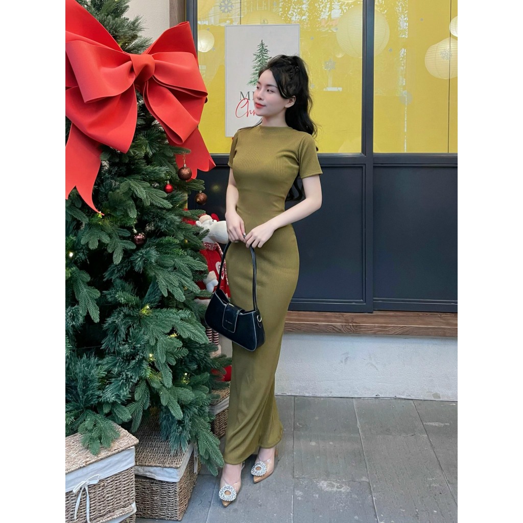VÁY BODY CỔ TRÒN TAY CON THUN GÂN  TRUNG | BigBuy360 - bigbuy360.vn