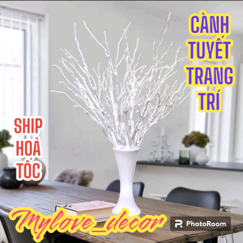 COMBO 5 Cây Giả Cành Tuyết Mai Trắng Decor Bình Hoa Để Bàn Trang Trí Quán , Cành tuyết trang trí bó hoa, lẵng hoa