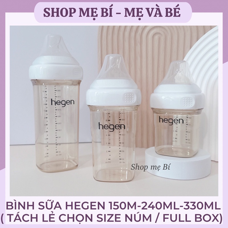 TẶNG TAY CẦM STICKER  Bình sữa và Núm ti thay thế bình Hegen 150ml -