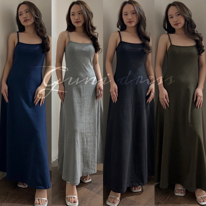 𝐋𝐘𝐂𝐇𝐄𝐍- Đầm Hai Dây Thun Gân Dáng Dài Lychen (Guni Dress)