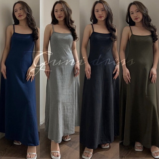 𝐋𝐘𝐂𝐇𝐄𝐍- đầm hai dây thun gân dáng dài lychen