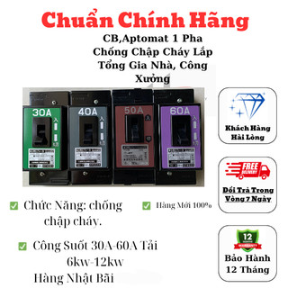 Aptomat 1 pha chống chập cháy hàng nội địa nhật bản mới 100%