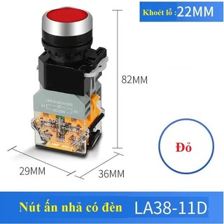 Nút ấn nhả có đèn LA38-11D- 220V phi 22mm