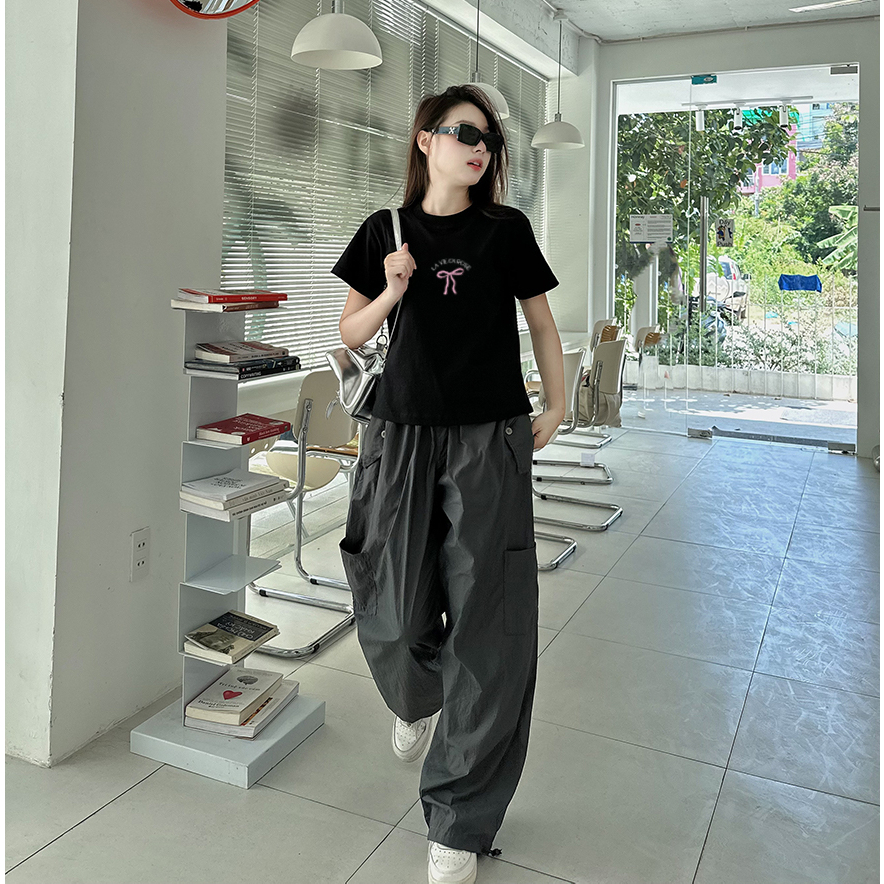 Áo Thun Form Fit Mẫu Nơ La Vien Rose. Áo Baby Tee Chất Cotton Co Giãn, Thoải Mái | BigBuy360 - bigbuy360.vn