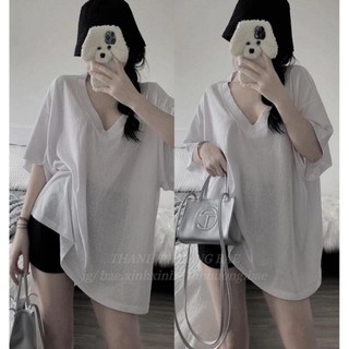 [ Rẻ Vô Địch ] Áo Phông Bigsize Nữ Cổ Tim Trơn Form Rộng Mẫu Mới Free Size < 68kg