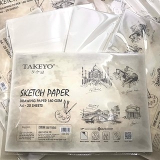 Giấy vẽ chì Takeyo 160gsm túi 20 tờ vẽ chì,phác họa,marker