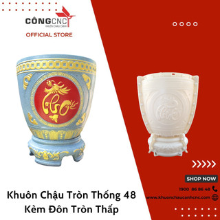 Khuôn chậu cảnh tròn thống 48 kèm chân đôn kỷ