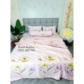 🧨săn sale🧨 trọn bộ chăn ga lụa tencel than hoạt tính cao cấp, ga gối chăn chần bông thoáng mát mềm mịn đắp 2 mùa_giá sỉ