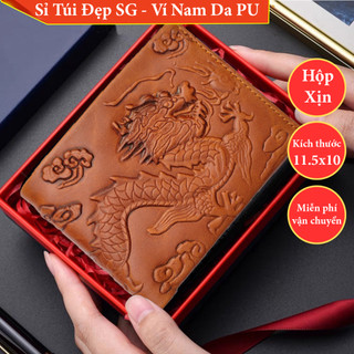 Bóp ví nam hình rồng da bò thật cao cấp - vn010 - ví nam da bò hcm