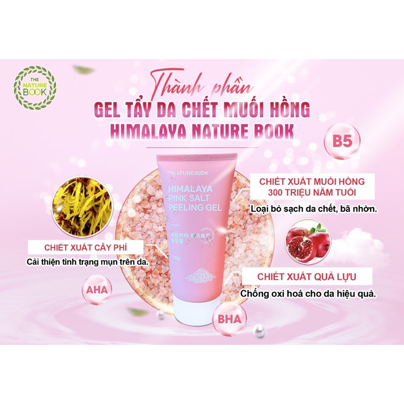 Gel tẩy tế bào chết muối hồng Himalaya Nature Book Himalaya Pink Salt Peeling Gel