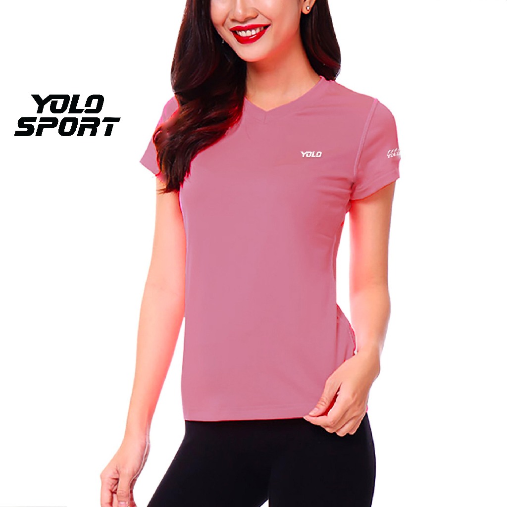 Áo Tập Gym Yoga Nữ Cổ Tim Vải Thun Ôm Thể Thao Thể Dục Cao Cấp Thông Thoáng Co Giãn 4 Chiều Thấm Hút Mồ Hôi - YOLO SPORT