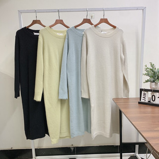 Váy len trơn cổ tròn dáng suông dài 1993s boutique
