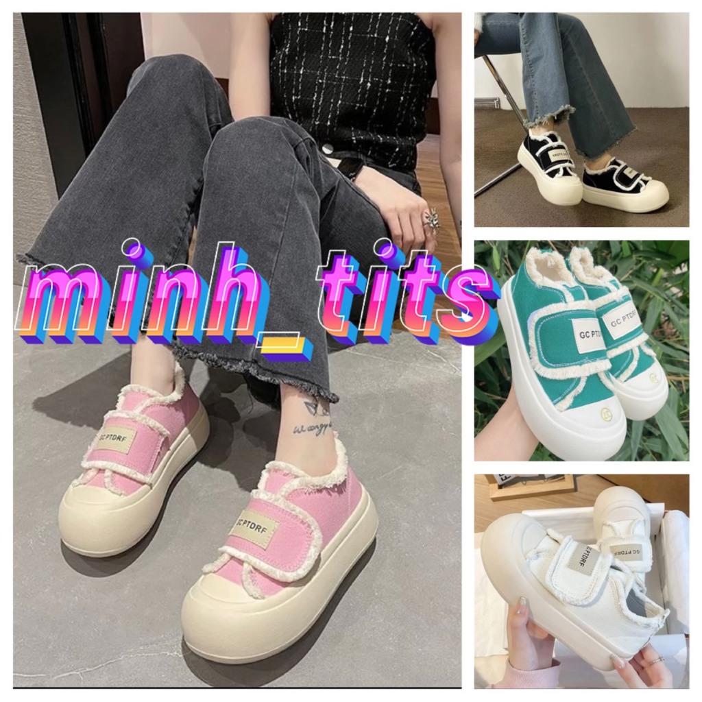 Giày nữ quai dán canvas tua rua Evelyn