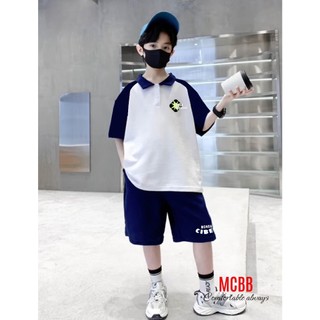 Mcbb 9-24 kg 100% cotton bộ quần áo trẻ em áo thun bé trai polo quần short phông set cộc tay bé trai