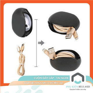 Bộ cuộn dây cáp sạc Bella925 dụng cụ quấn tai nghe chống rối tự động tiện lợi