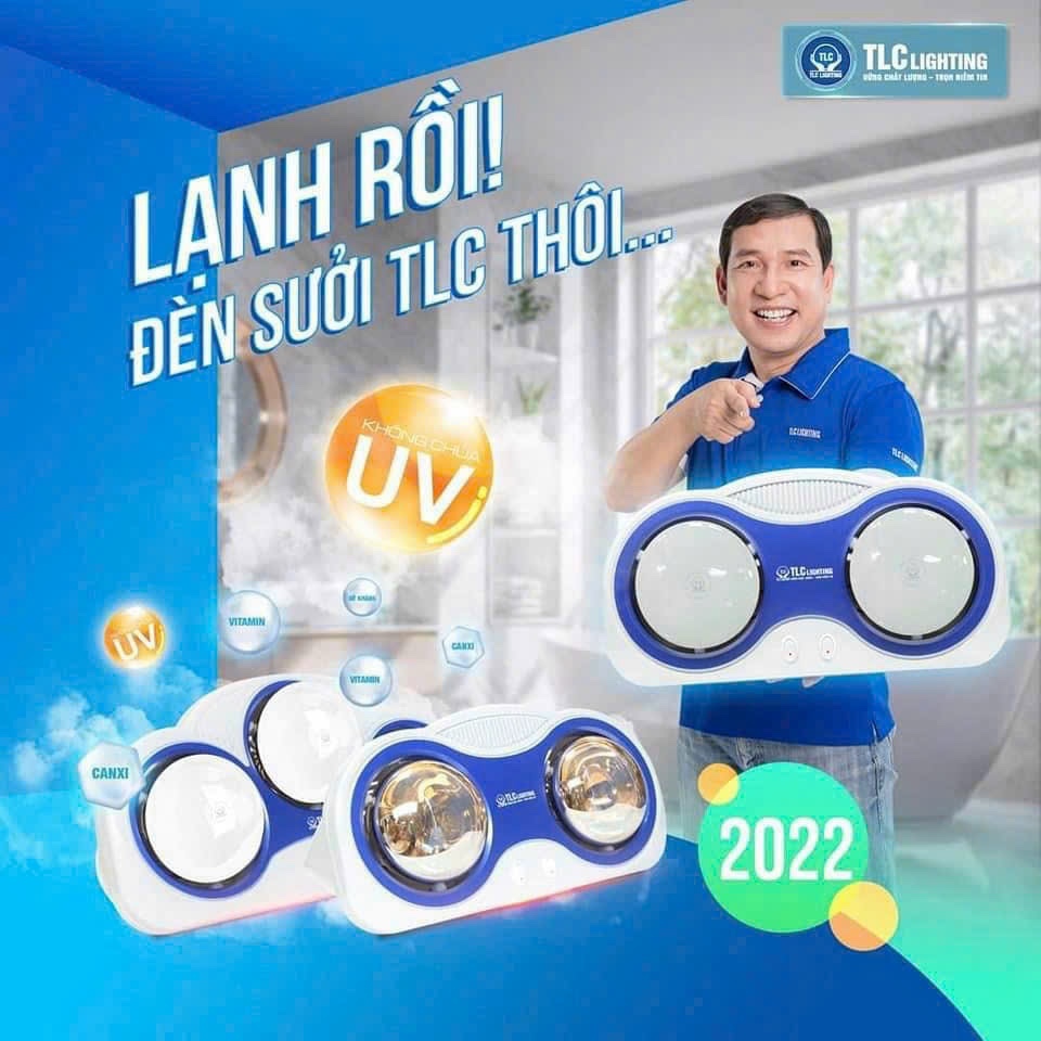 Đèn sưởi nhà tắm TLC LIGHTING chính hãng loại 2 bóng