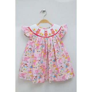 Đầm smock gấu hoa