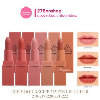 SON THỎI LÌ 3CE MOOD RECIPE MATTE LIP COLOR 218,219,220,221,222