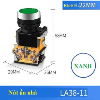 NÚT ẤN LA38 phi 22mm- nút nhấn nhả không đèn 1NO 1NC