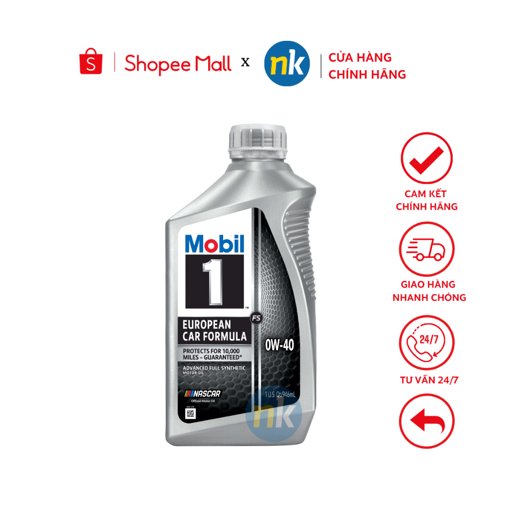 [Mẫu Mới] Nhớt tổng hợp cao cấp Mobil 1 SAE 0W40 Full Sythetic 1L NK (nhập khẩu USA)