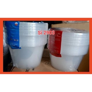 Thố nhựa tròn 750 ml có nắp đậy- hàng dày - Lốc 10 cái