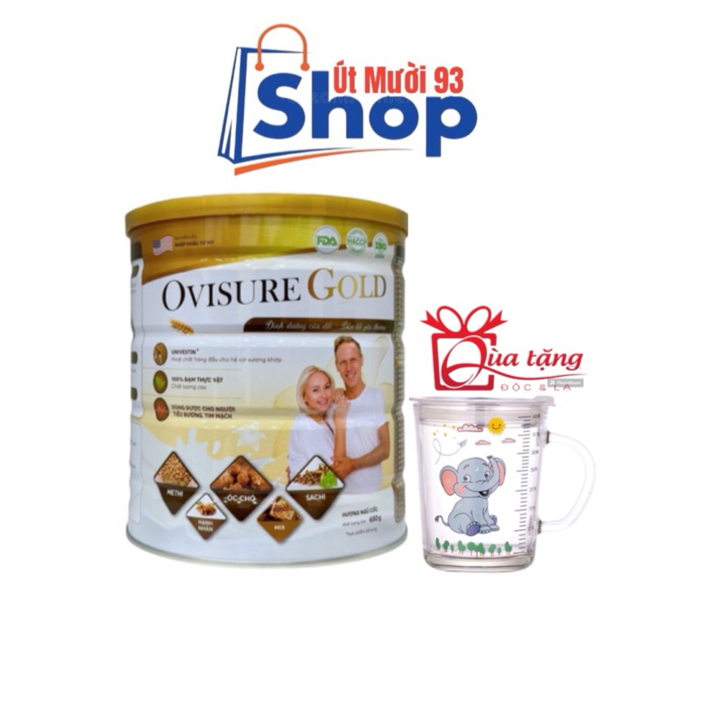 Sữa hạt Ovisure gold xương khớp 650g chính hãng date mới - kèm ly