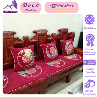 Thảm trải ghế sofa gỗ trang trí phòng khách cao cấp sang trọng , Bộ thảm trải trên ghế gỗ êm ái dày dặn chống trơn trượt