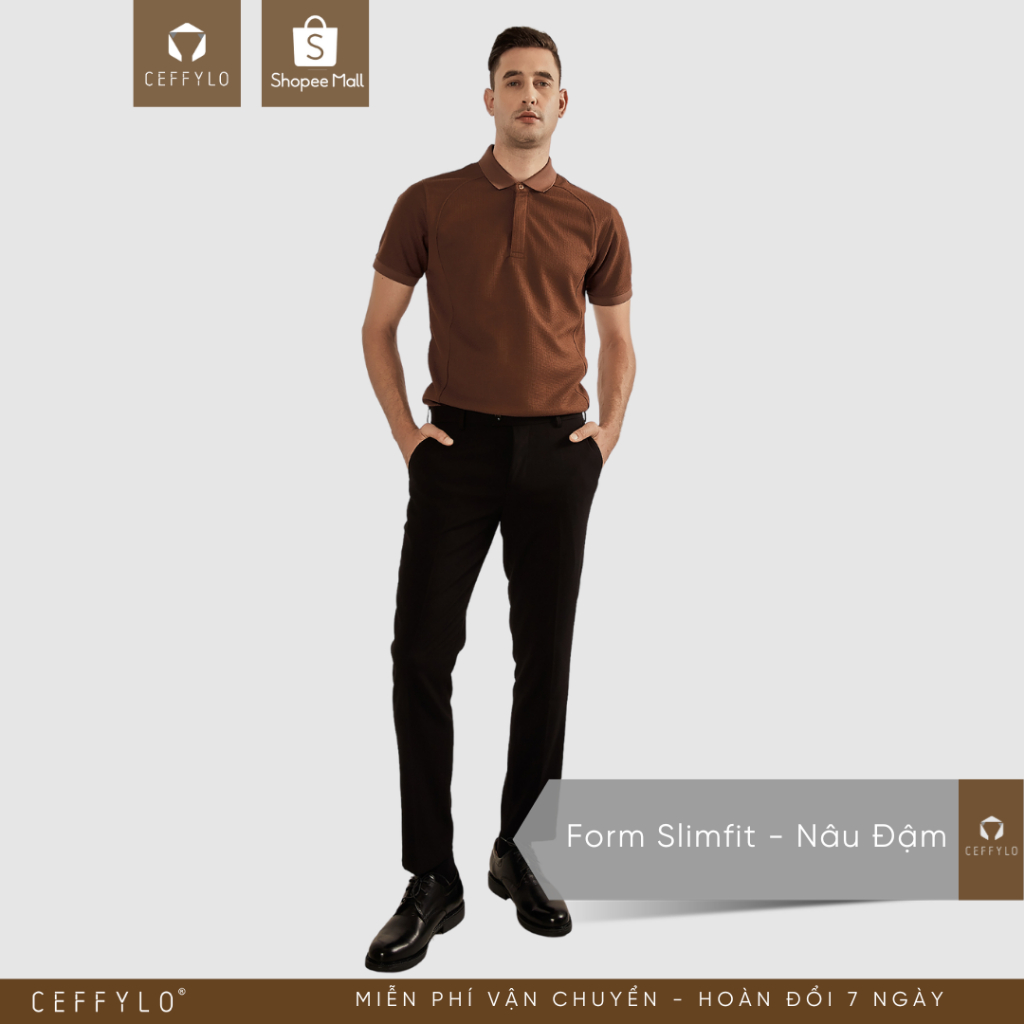Áo Polo Nam,Áo Thun Polo Màu Nâu Đậm Ceffylo Chất Liệu Cotton Kiểu Dáng Trẻ Trung Form Slimfit Thời Trang Nam Cao Cấp