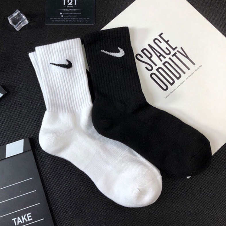 Combo 10 Đôi Tất Nike Đen Thể Thao Nam Nữ, Vớ Cổ Ngắn Cổ Cao Thời Trang Unisex