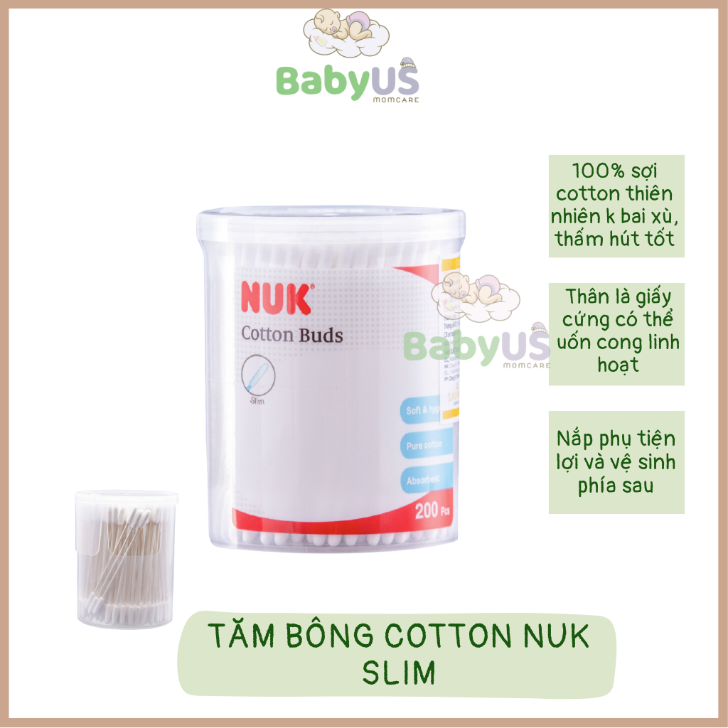 Tăm Bông Cotton NUK Slim (đầu tròn và đầu thuôn) [BabyUS]