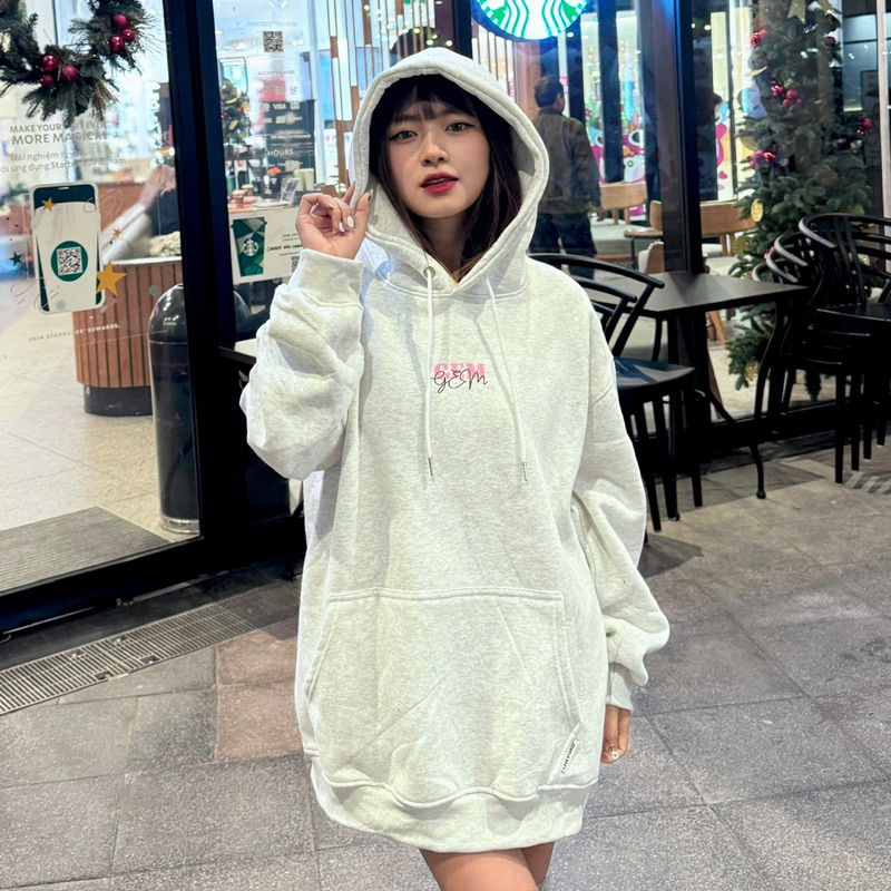 Áo phông / Áo sweater / Áo hoodie nỉ bông in chữ GEM HỒNG nam nữ unisex form rộng mũ 2 lớp form thụng | BigBuy360 - bigbuy360.vn