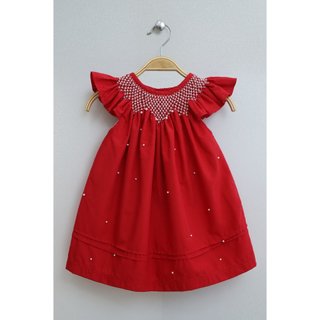 Đầm smock đỏ đính ngọc