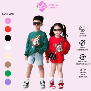 Áo nỉ cổ tròn MICKEY Noel, áo khoác nỉ sweater mừng giáng sinh,năm mới cho bé trái bé gái unisex