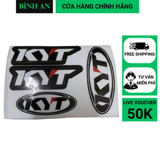 Tem dán kyt 3 miếng logo chữ kyt dán mũ bảo hiểm chất