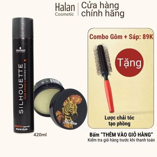 Gôm xịt tóc tạo kiểu shinhousette 420ml kèm sáp vuốt tóc nam, keo xịt tóc giữ nếp lâu