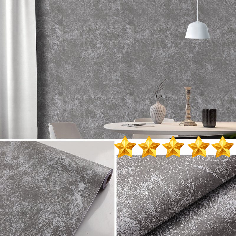 Giấy Dán Tường Màu Xi Măng Bê Tông Xám, Decal Dán Tường Giả Xi Măng Sẵn Keo