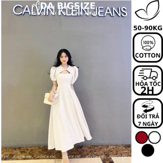 Dabigsize - Đầm Bigsize Nữ ,Váy Dự Tiệc Xoắn Cổ Dáng Xòe Chất Cotton Mềm Mịn Che Khuyết Điểm Dành Cho Người Mập 50-90kg
