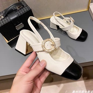 Giày cao gót 7p mũi tròn khóa hoa mặt trời d56