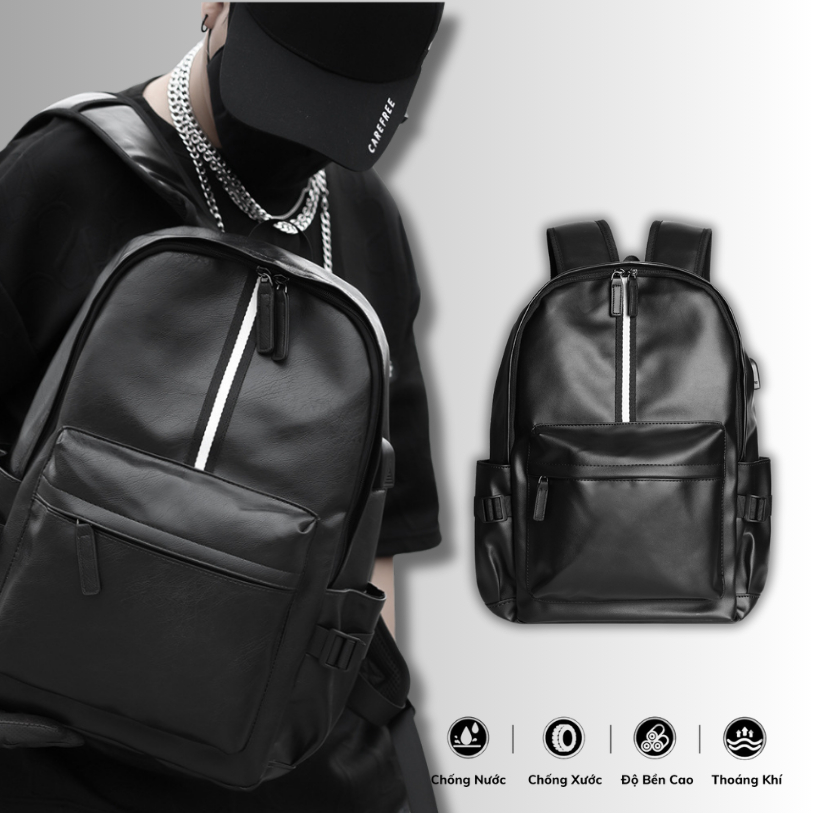 Balo Da Thời Trang Ulzzang Nam Nữ,Da PU Cao Cấp,Đựng Laptop 15,6 inh-Chống nước,Kiểu dáng trẻ trung, cá tính - 305