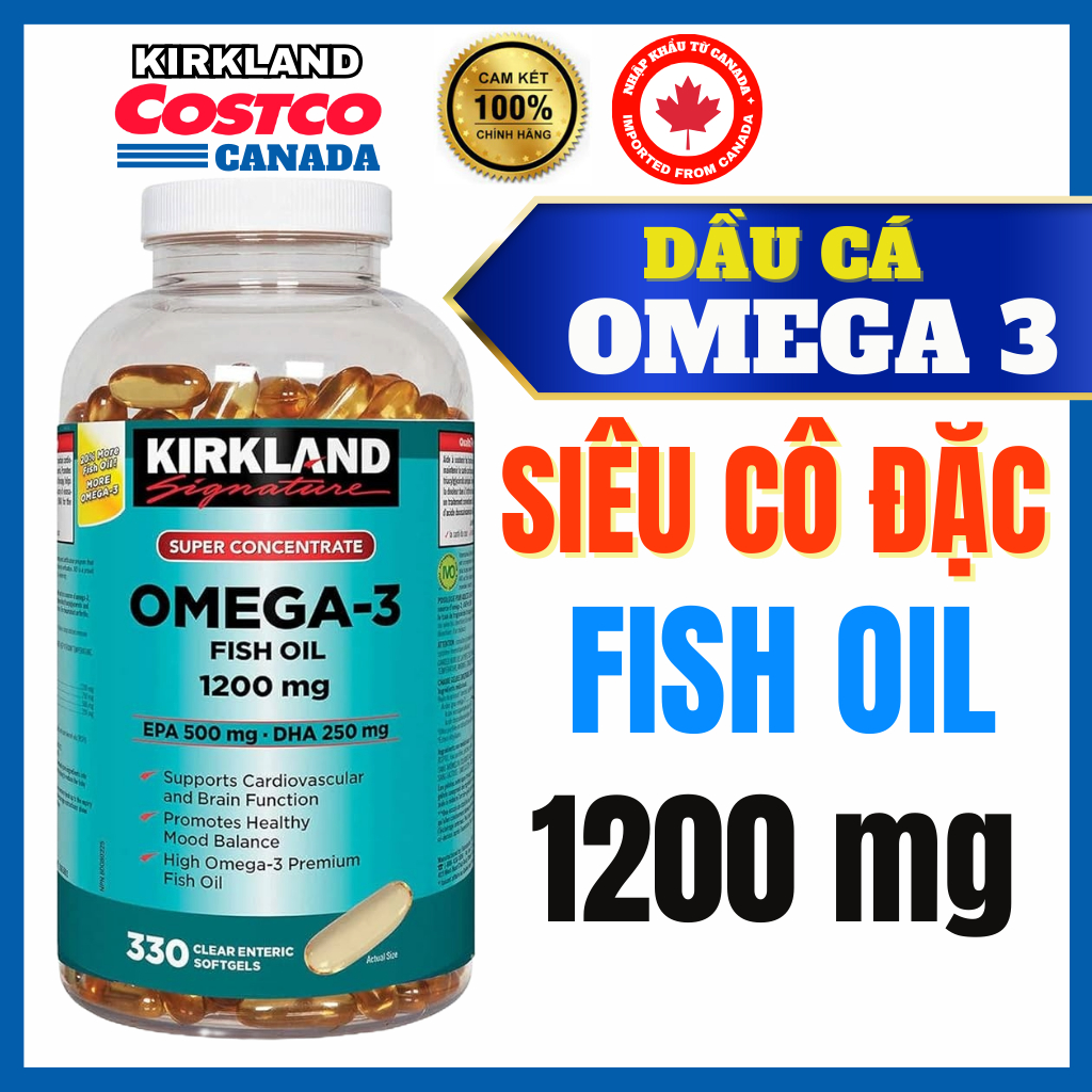 Viên Uống Dầu Cá Omega 3 Nhuyễn Thể - Kirkland Fish Oil Omega-3 1200mg - Dầu Cá Bổ Mắt - Viên Hỗ Trợ Tim Mạch - 04/2