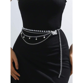 Dây eo bum phối cườm 3 tầng vòng eo bum phối cườm 3 tầng thắt lưng xích 3 tầng bum cườm dây eo bum y2k