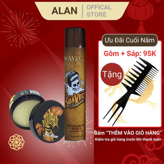Gôm Xịt Tóc Nam Suavecito 420ml Kèm Sáp Vuốt Tóc Blumaan Ngựa Vằn Alan Cosmetic